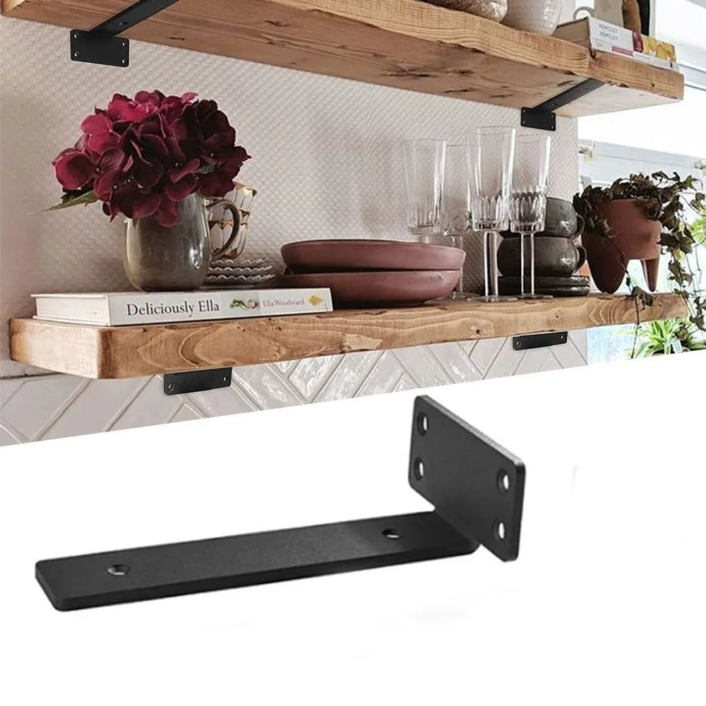 Metal Floating Shelf Brackets Wall Mount Heavy Duty Shelves Brackets 1/5 Inch  Invisible L Brackets for Shelves Support