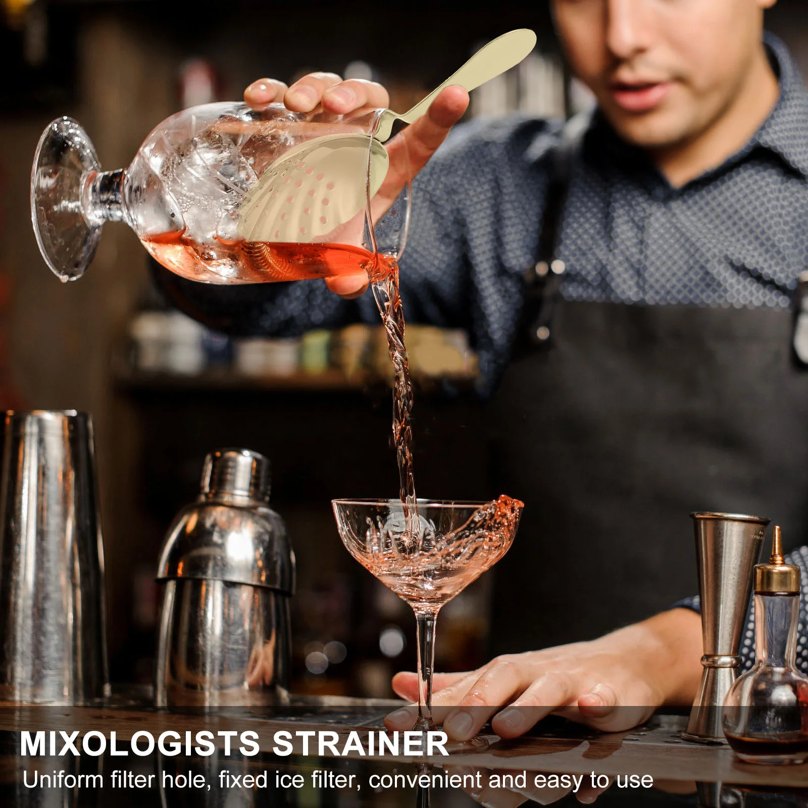 Bartender Filter Seltzer Bartenders Strainer Mixologists Ice Professional Cocktail Barware Stainless Steel