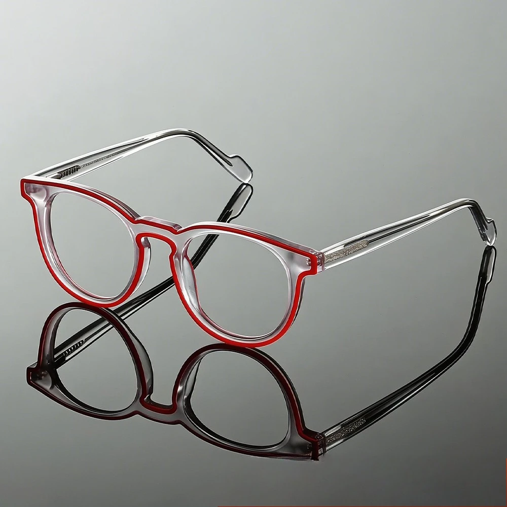 

2026 Высококачественная оправа для очков из ацетата для женщин, модные мужские очки с индивидуальным дизайном, поддержка коррекции близорукости, защита от синего света, линзы с изменением цвета