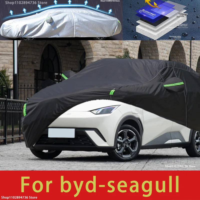 Penutup mobil untuk byd seagull plus fit luar ruangan perlindungan penuh penutup salju kerai tahan air tahan debu eksterior hitam