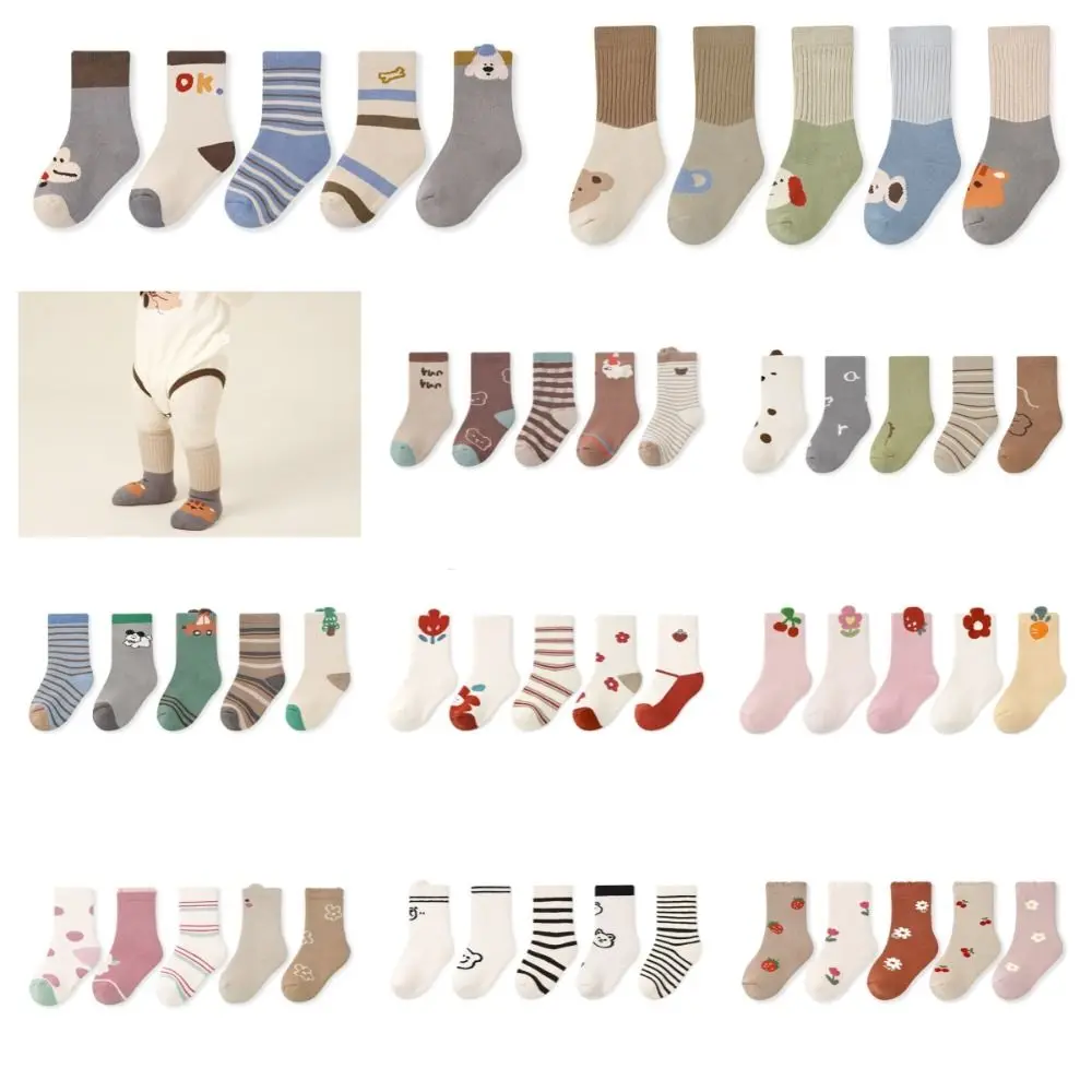 Warm Animal Pattern Thicken Baby Socks Korean Style Baby Hosiery Cartoon Baby Socks Flower Soft Home Sleep Socks Newborn