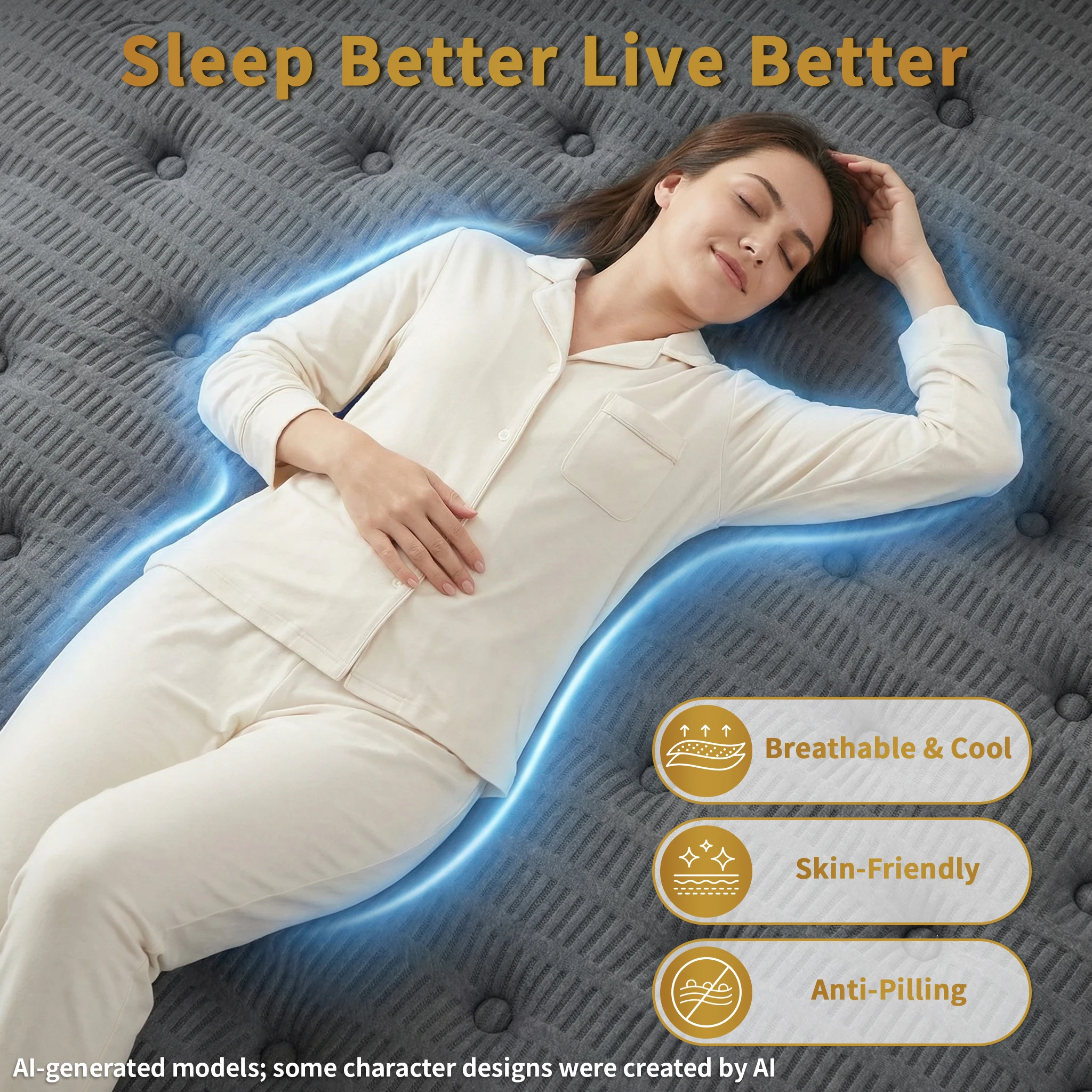 Mutesleep 12 Inch King Hybrid Mattress in a Box, Breathable Knitted Fabric, CertiPUR-US Certified, Pressure Relief Bed Mattress