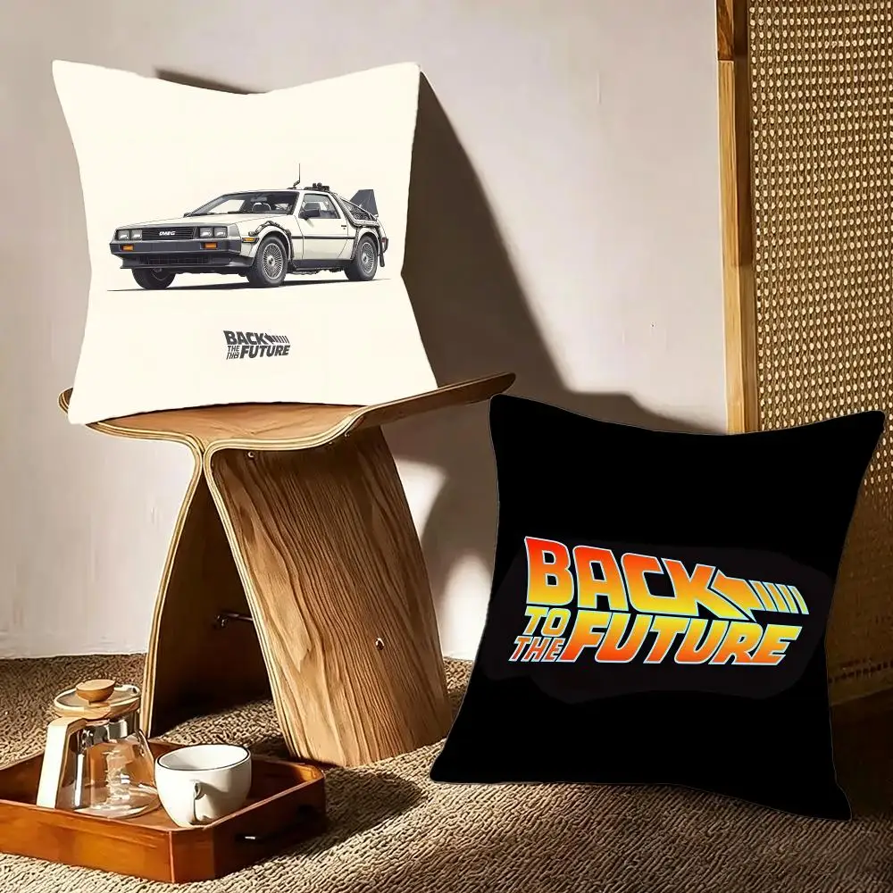 Retro Movie B-Back to the Future Cushion Cover Crystal velvet sofa Aesthetic room decor Car seat back cushion