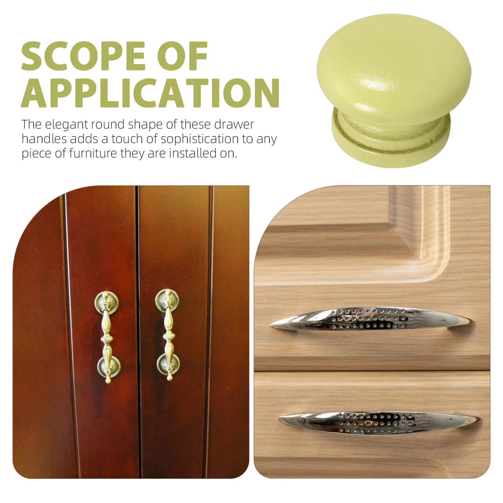 

12pcs Cabinet Handle Door niture Accessory Light Green Wood Round Drawer Pulls Durable Wooden Replacement For Dresser