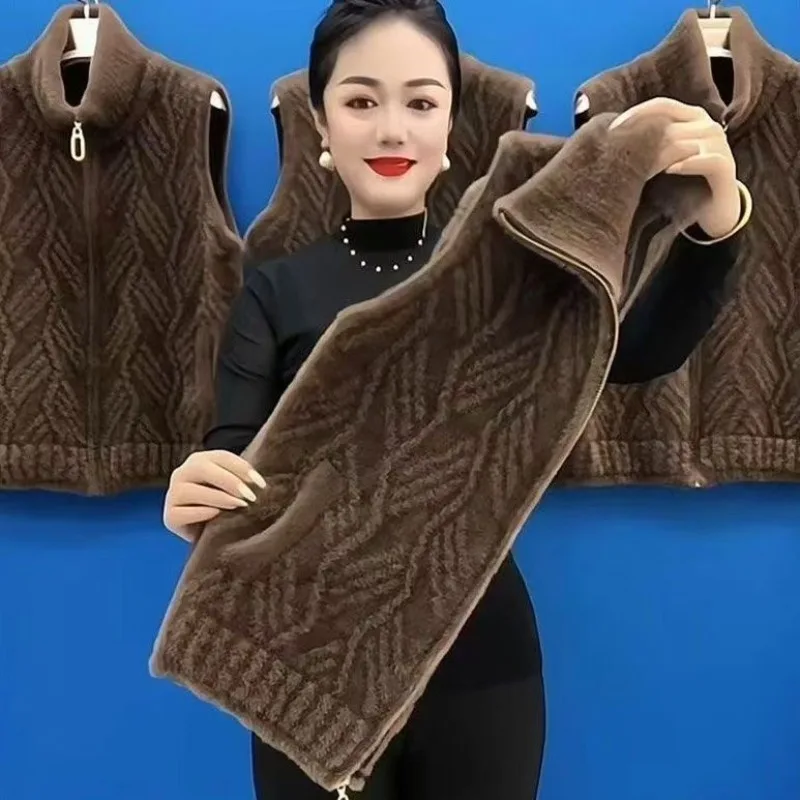 Women's Winter Autumn Tops Cropped Waistcoat Vest Outerwear Loose-fitting Fleece-lined Thickened Warm New Comfortable Minimalist