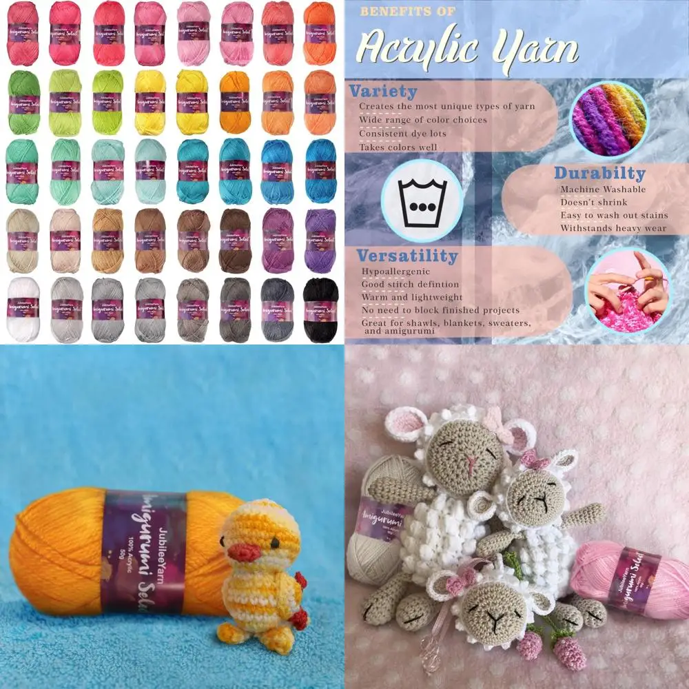 

Baby Acrylic Yarn for Amigurumi - 40 Assorted Colors - Soft and Durable Crafting Material