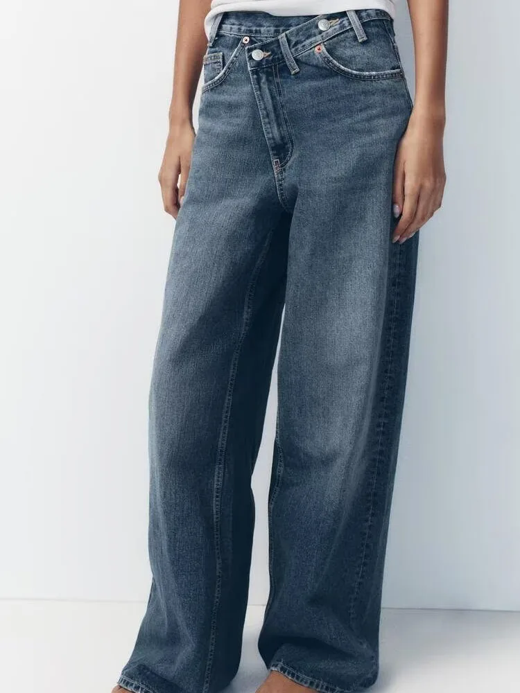 Spring New Arrival Women's High Waist Slimming Wide Leg Jeans Versatile Basic Sle Long Pants Faionable Ladies Denim