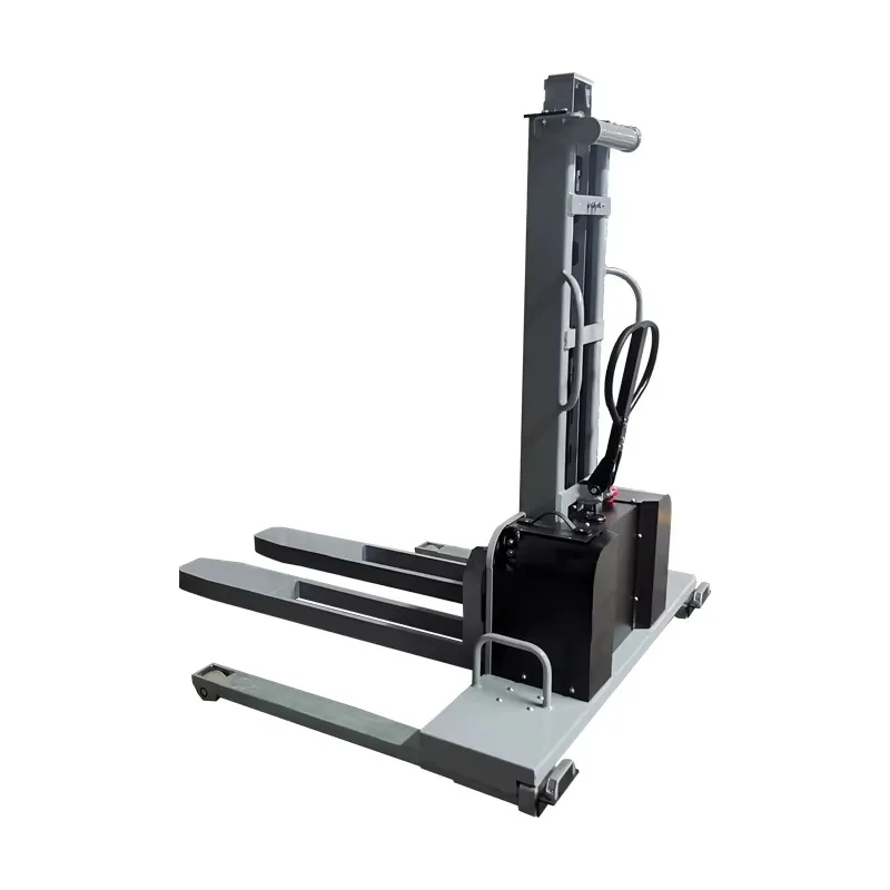 Self Loading Pallet Stacker Lifter With Wide Stable Straddle Legs Storage Centers Factories Pallet Lifting Cargo Sorting Jobs