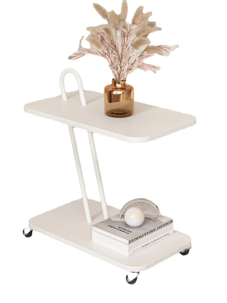 

ZZYY Creative Modern Small Square Table Sofa Side Table Bedroom Bedside Small Table with Wheels