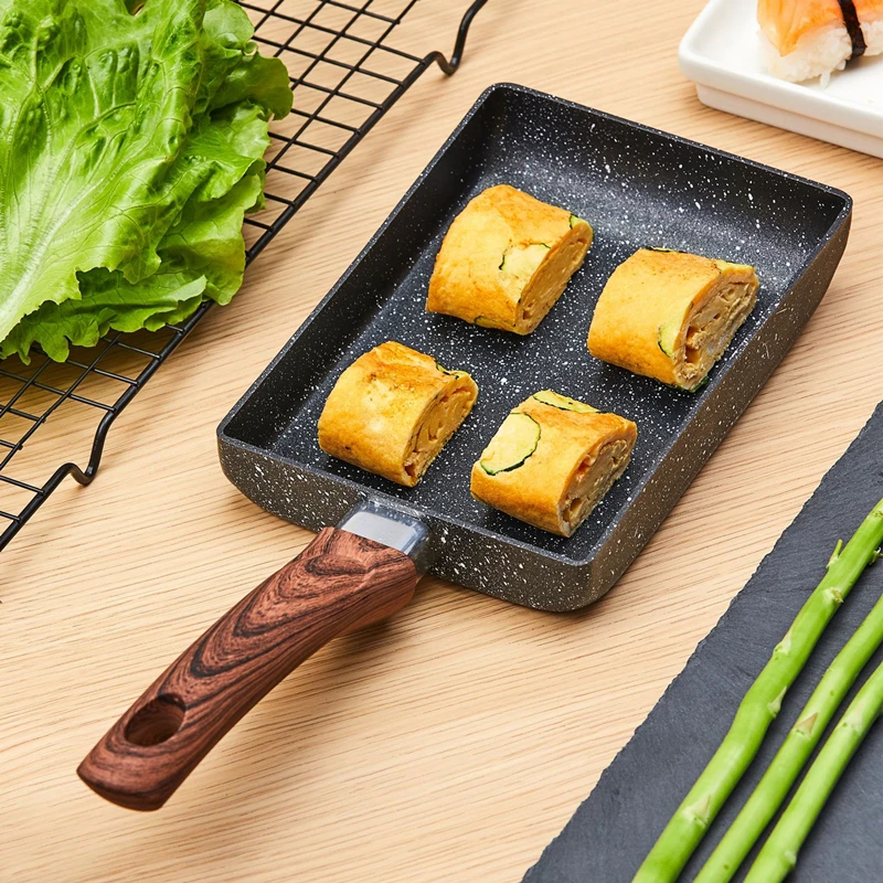 Tamagoyaki Frying Pan Japanese Non-Stick Omelette Pan Rectangular Egg Roll Steak Frying Pan for All Stoves Cooking Tools