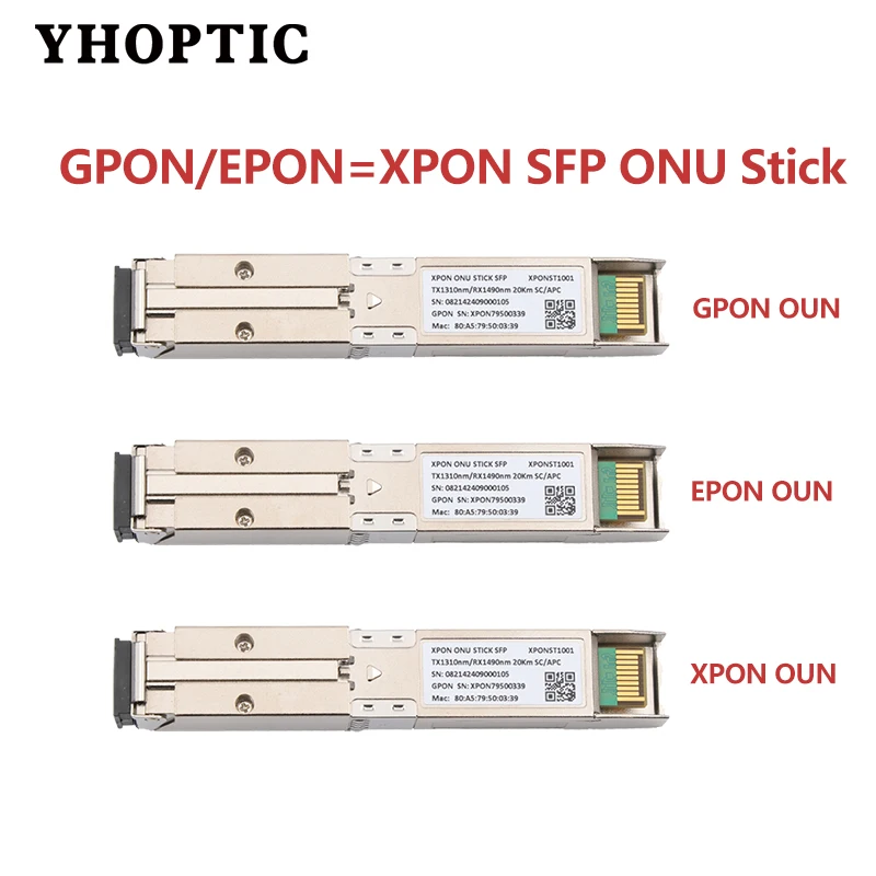 XPON SFP ONU  Stick 1310nm/1490nm DM Pon Module 20km Compatible with OLT ONU Mac MSC Connector for Broadband Communication