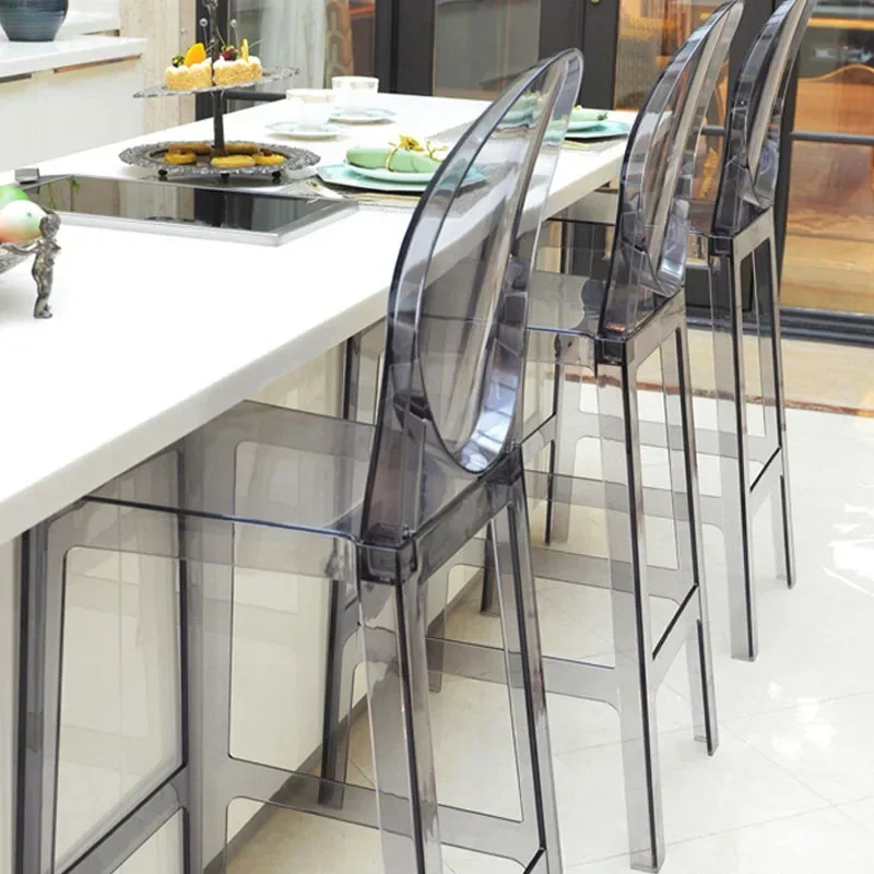 Black Modern Bar Stool Plastic Kitchen Dining Living Room Stool Nordic Transparent Chair Taburetes De Bar Hotel Furniture