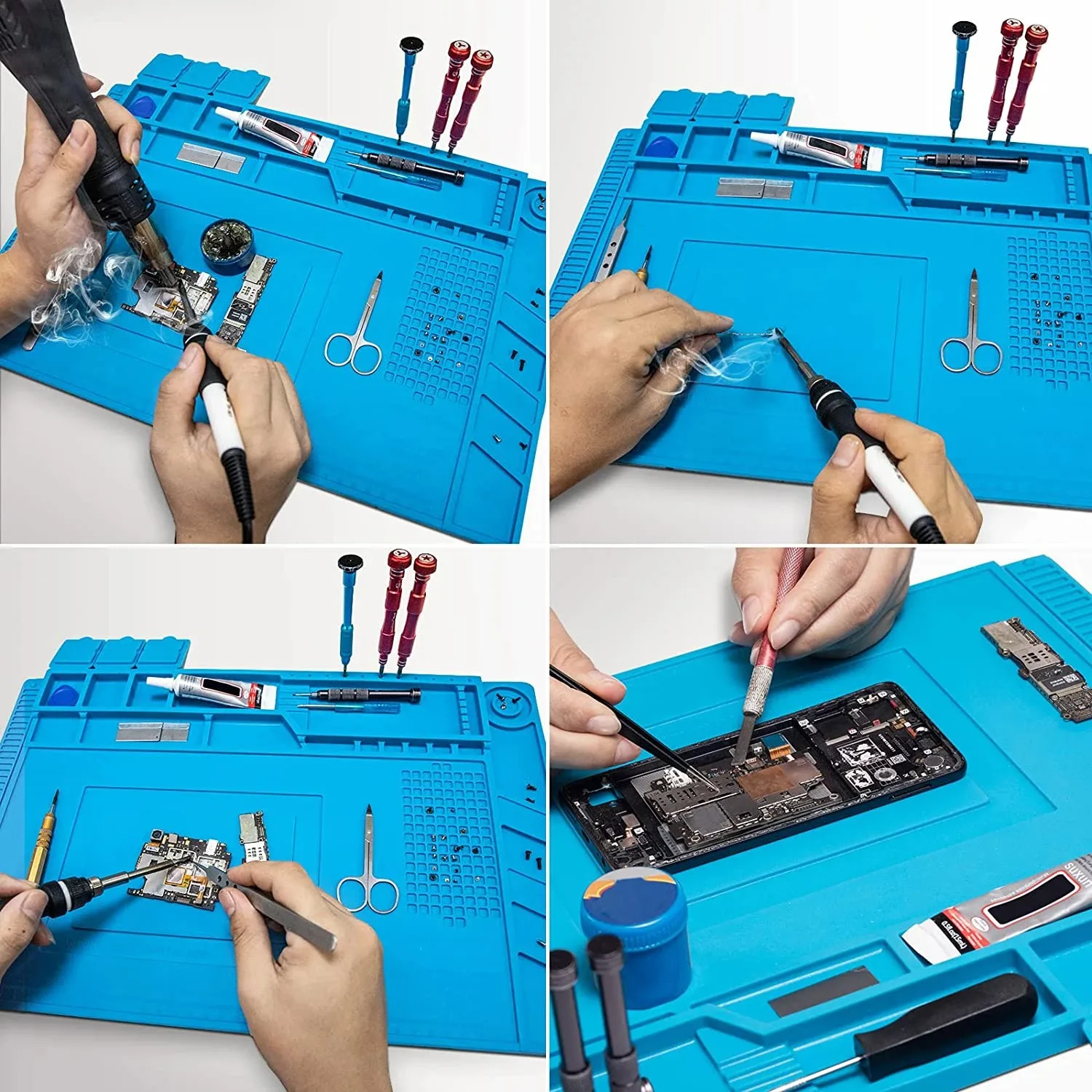 Silicone Soldering Pad Desk Platform Mat for Hot Air Rework Station Weld Platform Phone PC Repair Magnetic Heat Insulation Pad