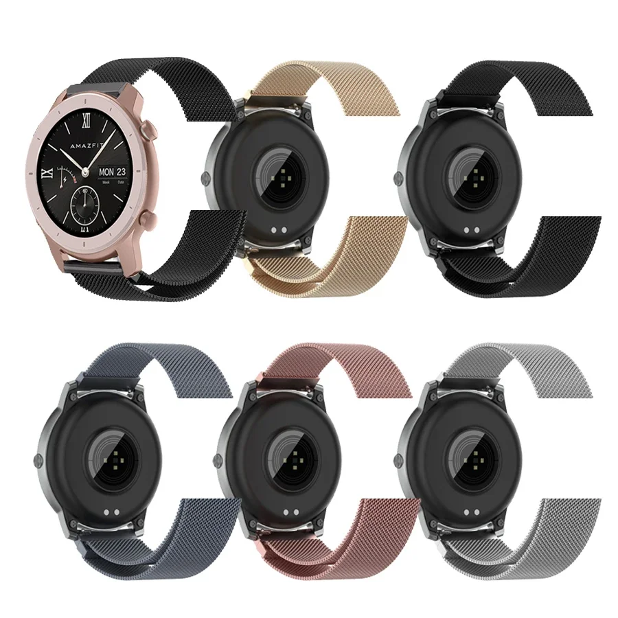 Cinghie ad anello magnetico da 18MM per Garmin Vivomove 3S/Vivoactive 4S bracciale in metallo per Fossil Gen 5E 42mm/ Fossil Gen 6 42mm