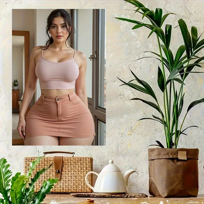 2D Metal Art, Pink Sports Bra Skirt Set Print, Aluminum Panel, Modern Casual Style for Women Gym Room Decor