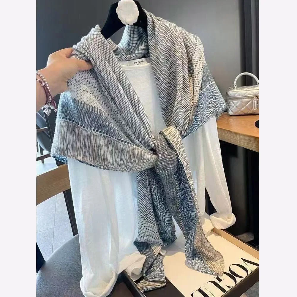 Fashion Lightweight 130cm Large Square Scarves Women's Neckerchief Spring Summer Air Conditioning Warm Shawl Cotton Linen Scarf