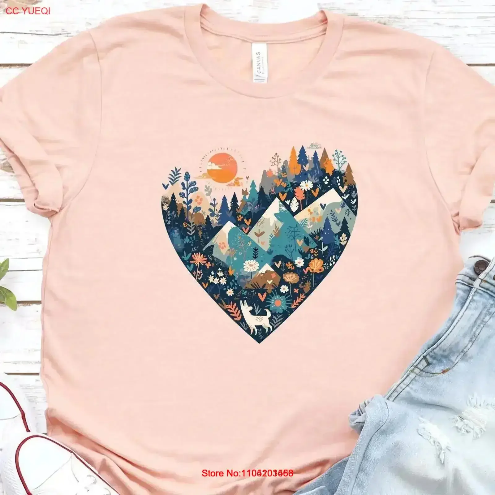 

Mountains at HearT T Shirt Travel and Adventure Hiking Camping DeserT Explore Mountain vintage Washed Breathable Stylish Unisex