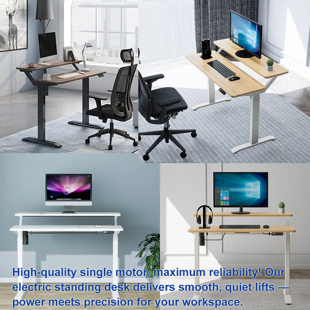 Electric Height Adjustable Metal Table Frame Single Motor Standing Desks Frame 2 Tier Smart Ergonomic Desk for Home Office