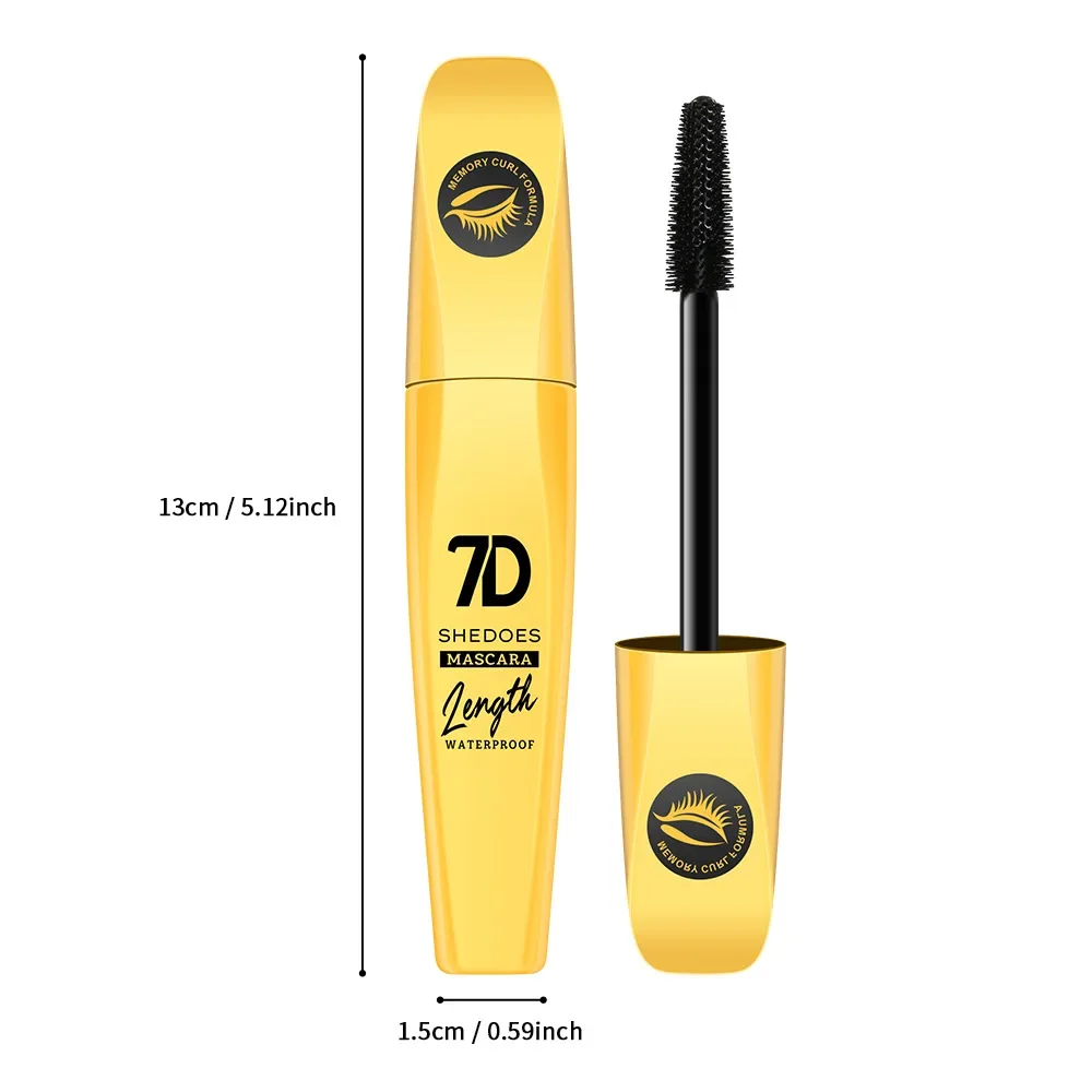 1 peça 7D olho preto preto é sedoso, fácil de aplicar, durável, encaracolado, em forma, à prova d'água, cosméticos de maquiagem para os olhos
