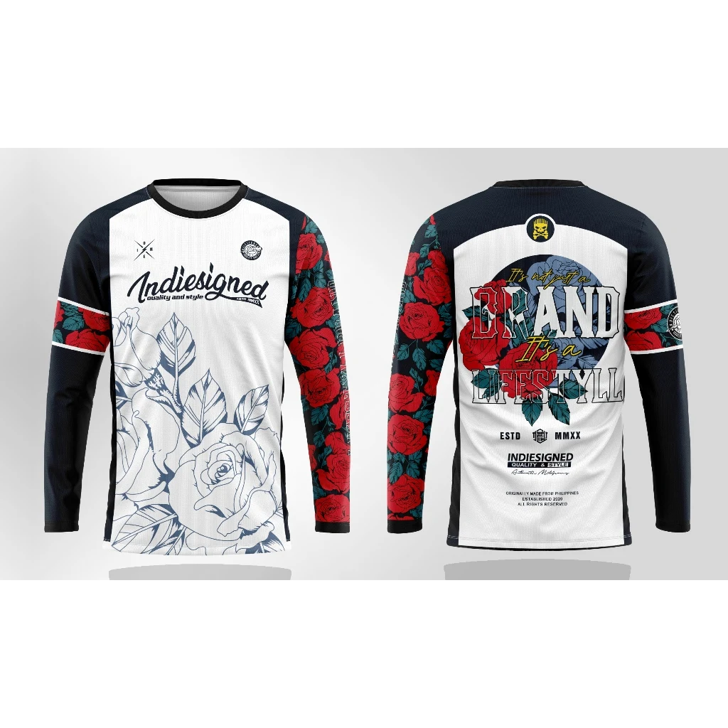 2026 Black and White Color-Block Floral Print Motorcycle/MTB Riding T-Shirt – Quick-Dry Training and Racing Jersey