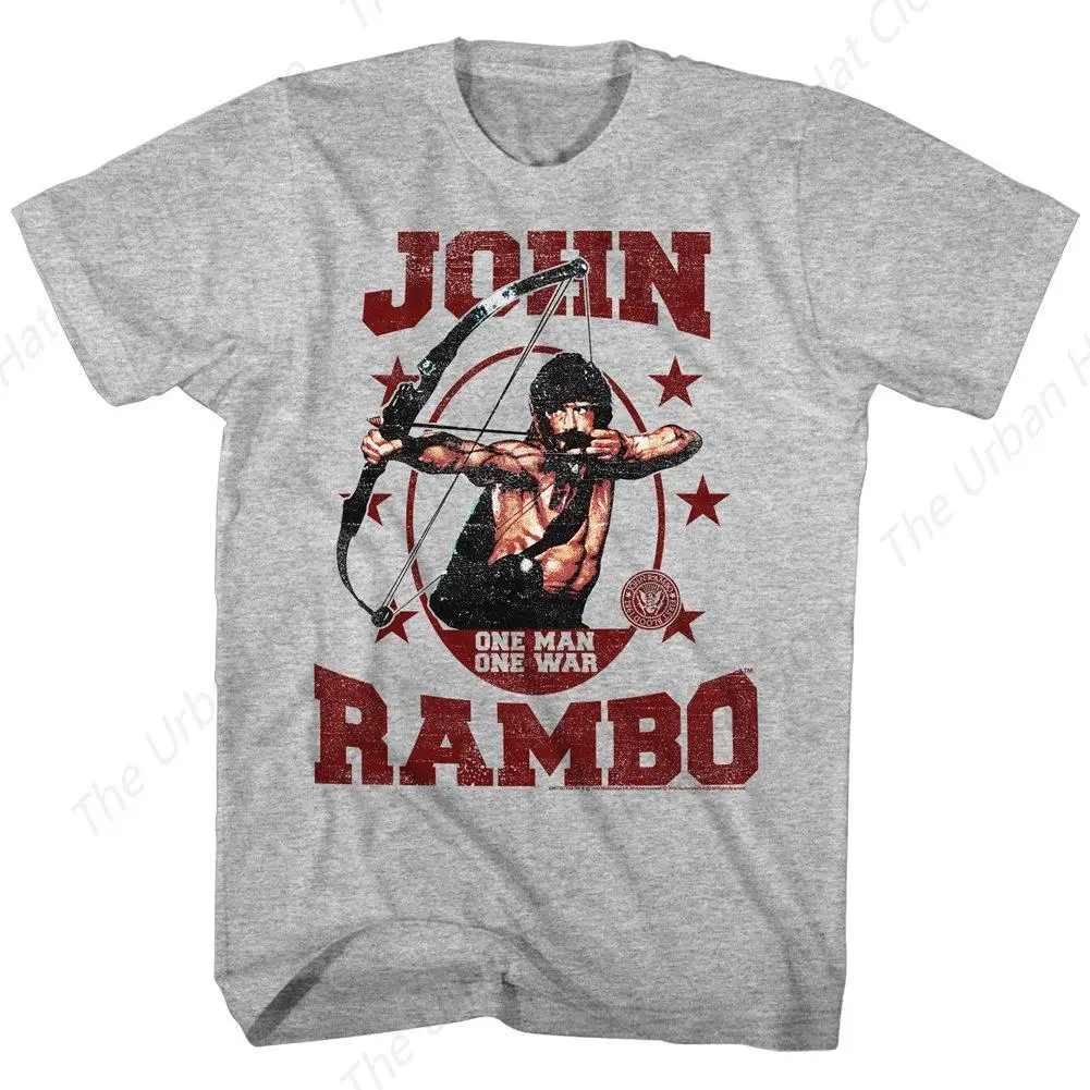 Rambo 80s One Man One War Movie John Adult T-Shirt Classic Tshirt Cotton Short Sleeves Man Clothing for Daily Outdoor Casual