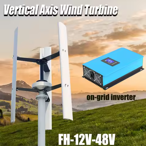 Low Speed Wind Power Generator 20KW 10KW 15KW Vertical Wind Turbine With Hybrid MPPT Charger Controller 220V On-Grid Inverter