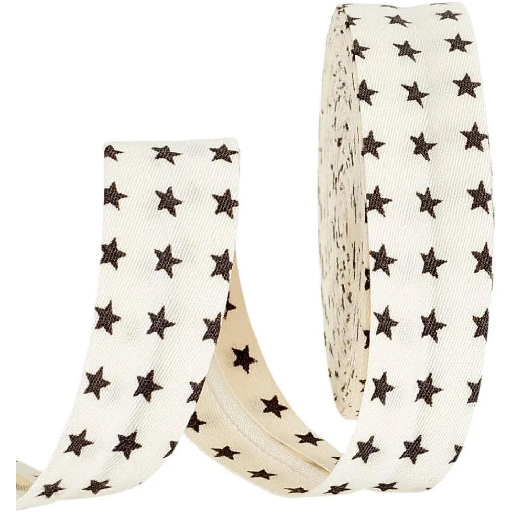 Star Printed Cotton Double Fold Bias Tape Clothes Accessories Flat 3/4 inch(20mm) 10.94 Yards(10m)/Roll