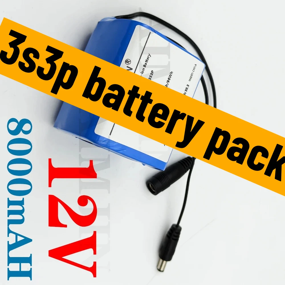 

12 В 8,0 Ач 3S3P аккумулятор 18650 литий-ионный аккумулятор 8000 мАч постоянного тока 12,6 В для электроники