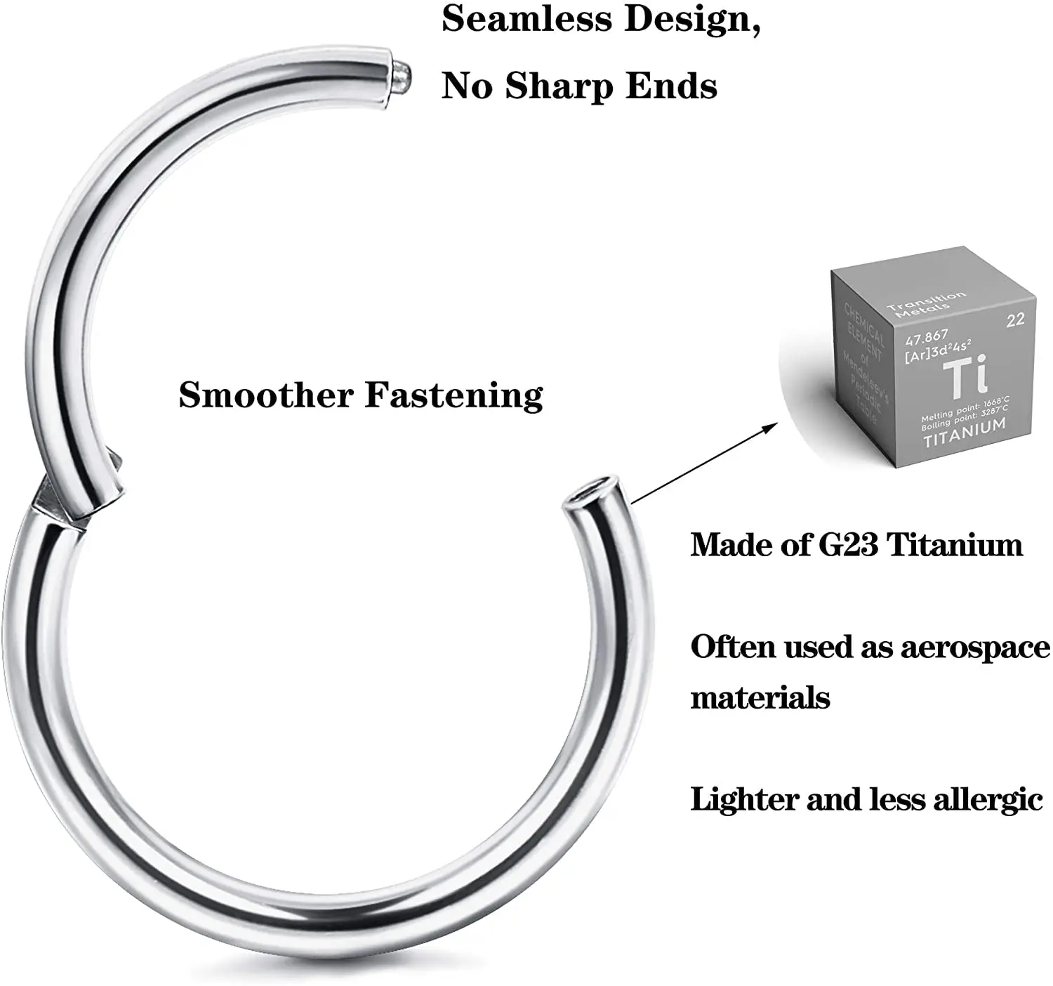 Drperfect-g23 التيتانيوم الأنف الدائري للنساء والرجال ، ثقب المجوهرات ، ثقب ، الحاجز ، للغضروف ، الحلزون ، الزنمة