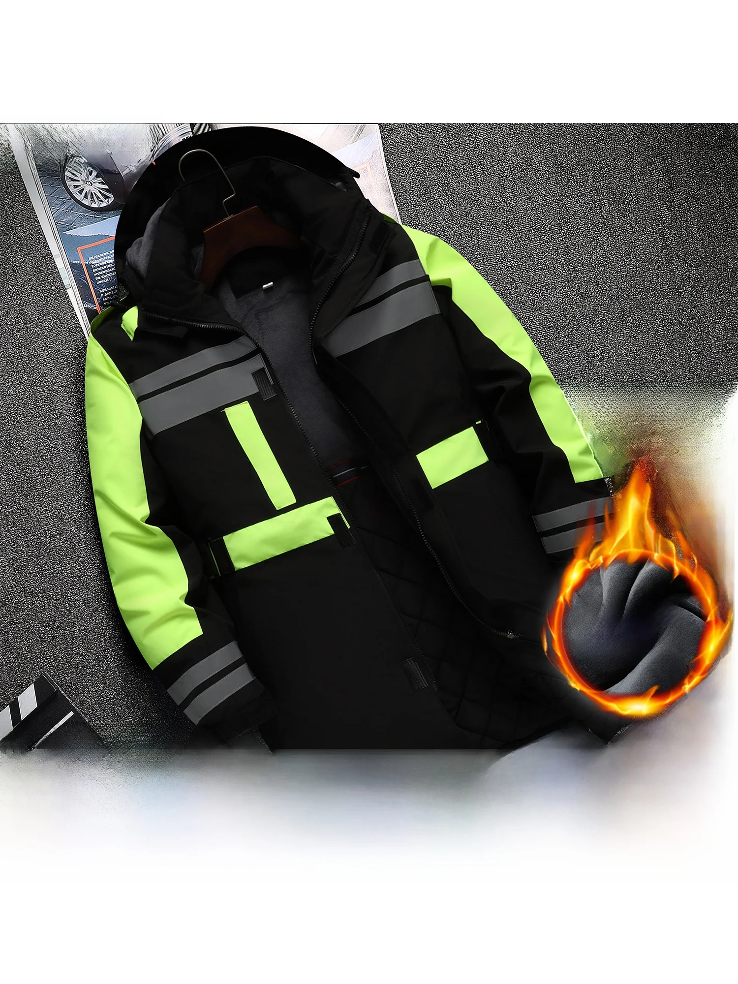 

Мужская утепленная хлопковая куртка на флисовой подкладке M909, рабочая куртка-ветровка с длинными рукавами, на молнии, приталенная, зимнее пальто