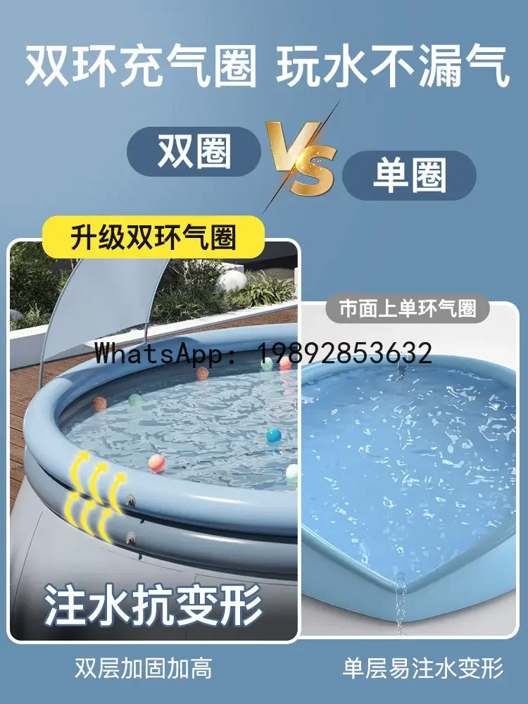 a-16 swimming pool - inflatable pool for home use, large family swimming bucket, outdoor yard extra-large foldable pool