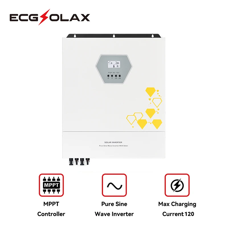 ECGSOLAX 11KW Solar Hybrid Inverter 120A With Dual Input MPPT Solar Controller 230Vac 48V 11000W Hybrid Solar Inverter BMS