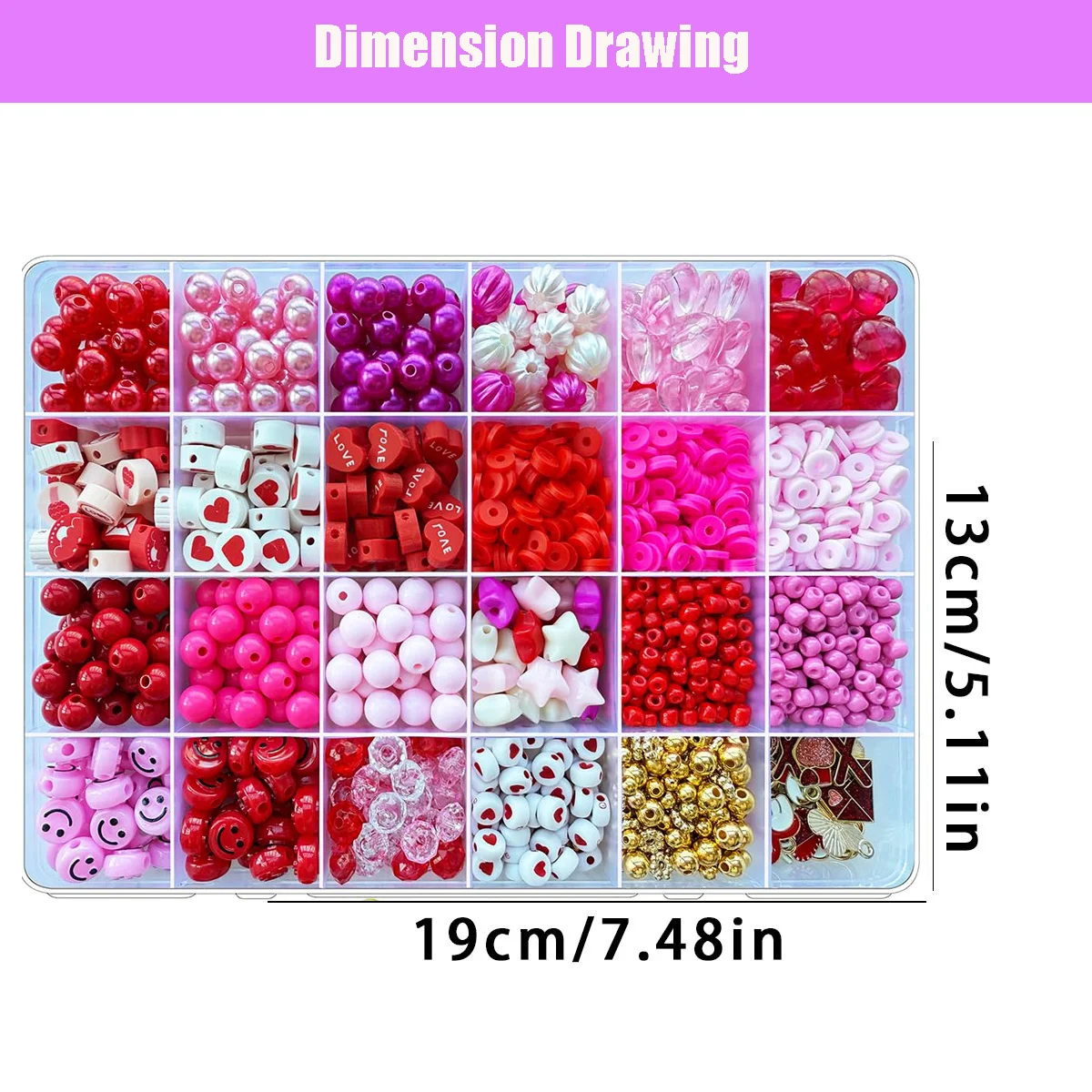 Valentine's Day DIY Bracelet Necklace Making Kit, Pink Red Polymer Clay Beads, Heart Star Pearl Crystal Beads with Heart Charms