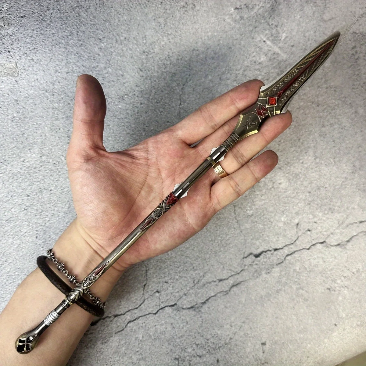 8.6 بوصة إله الحرب الرمح كاتانا كلينروت بوسيدون سيف معدني الساموراي صابر أنيمي النينجا سكين الحجم الحقيقي هدية الرمح الياباني