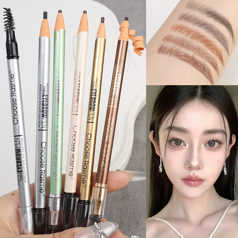 Non-Smudged Eyebrow Pencil with Brush Long-lasting Hard Core Pull Line Fog Eye Brow Pen Waterproof Eyebrows Enhancer Dye Makeup