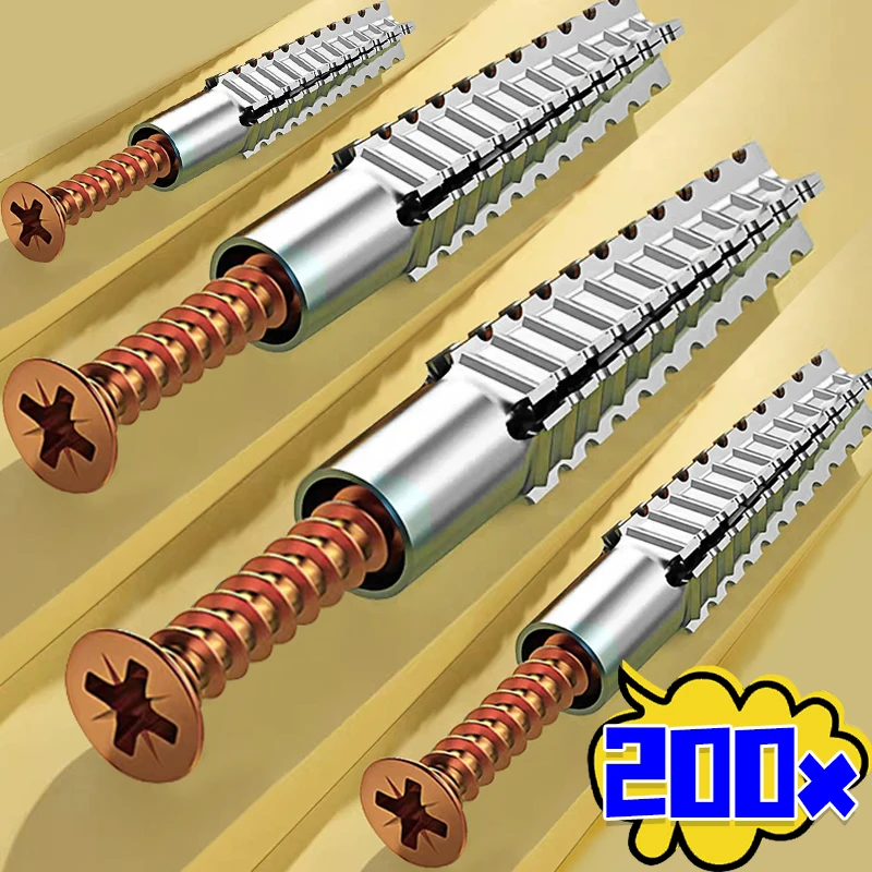 200/10Set Expansion Pipe for Hollow Walls Tile Drywall Anchors with Screw Self Tapping Screw Drilling Plug Expansion Bolt Tools