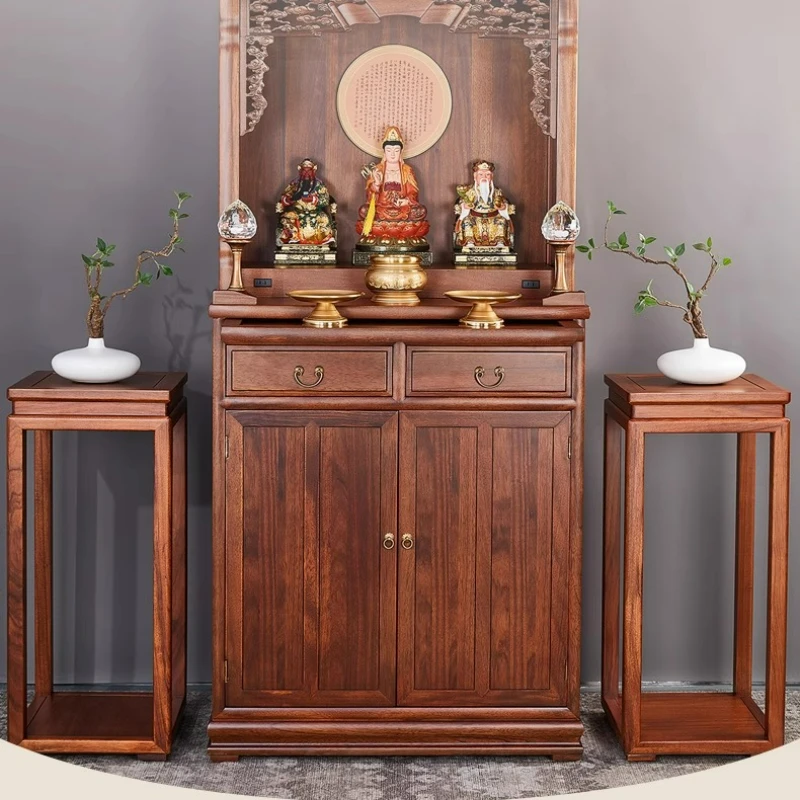 LTT Ebony Shrine Solid Wood Shrine Chinese Style Household Sacrifice Shrine