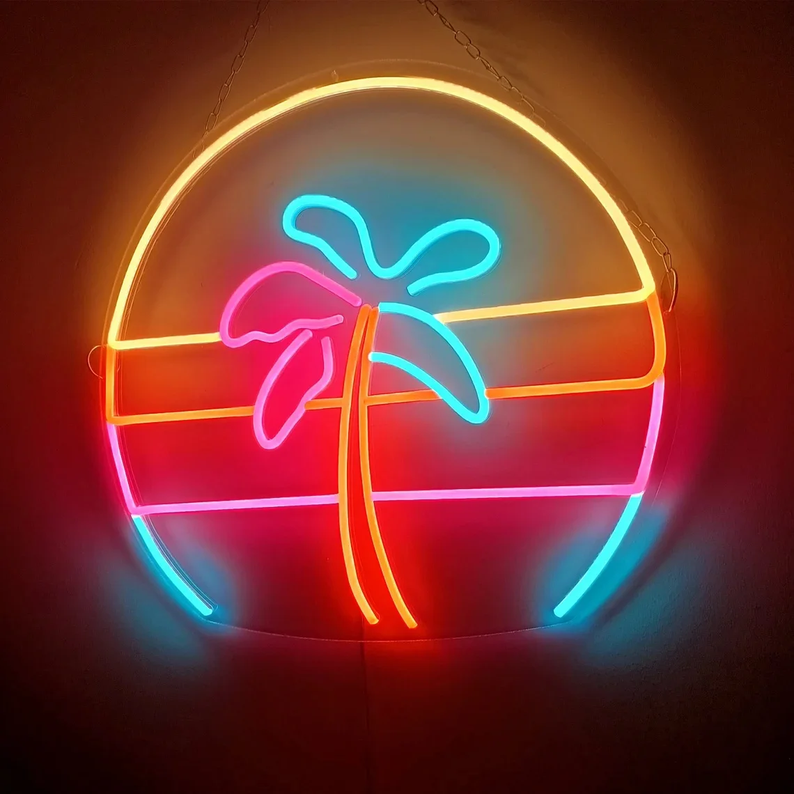 Palm Tree Night Light Art Sign Palm Tree Retro 80s Neon Light Beach Light Up Sign