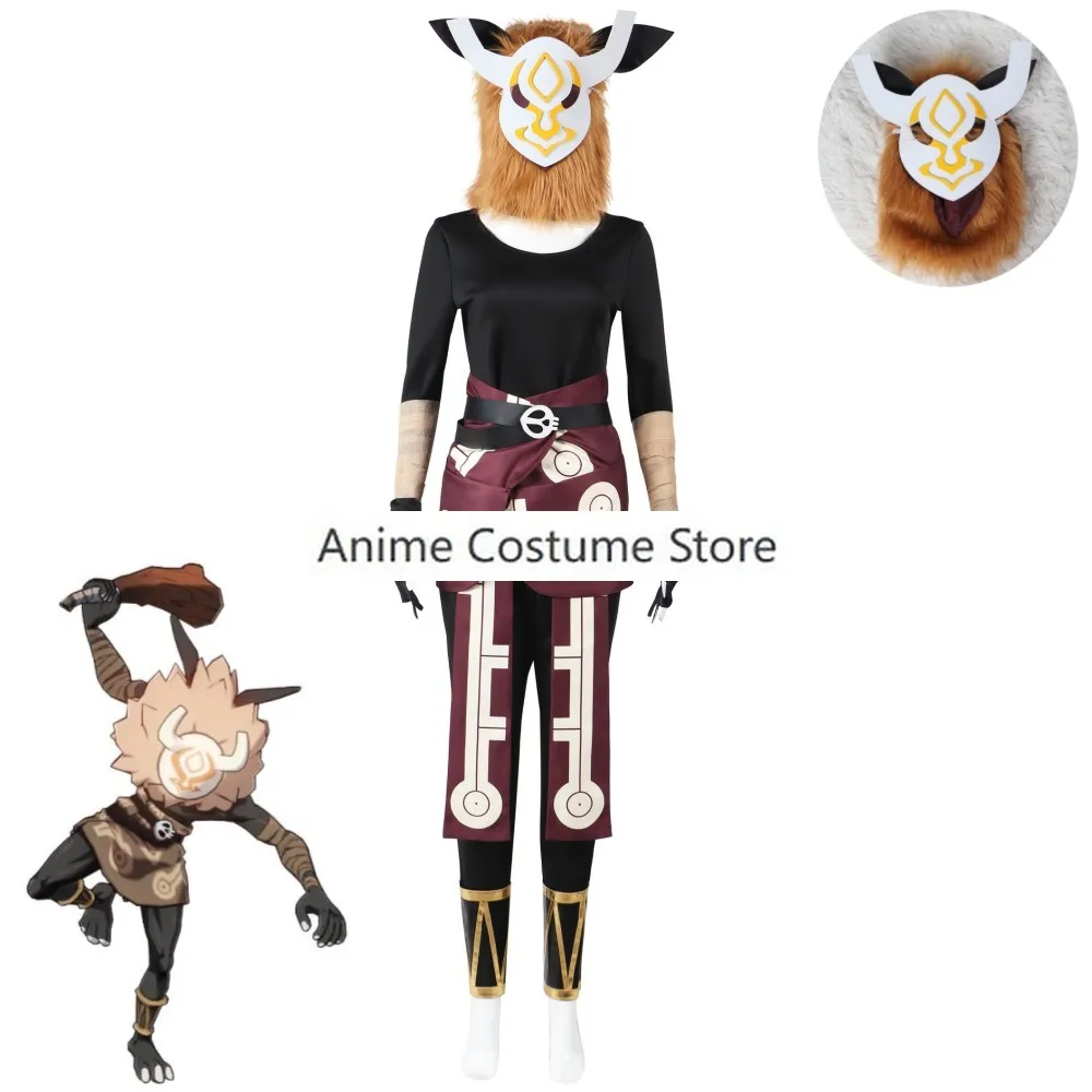 

Anime Game Genshin Impact Hilichurl Cosplay Costume Enemies Monster Actor'S Headgear Hallowen Carnival Party Role Play Suit