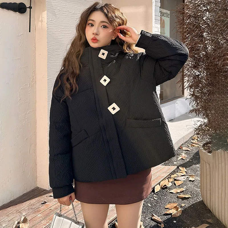 New Down Cotton Jacket Women, Short, Loose, Hooded Parker Cotton-Padded Jackets Autumn Winter Female Korean Warm Cotton Coats