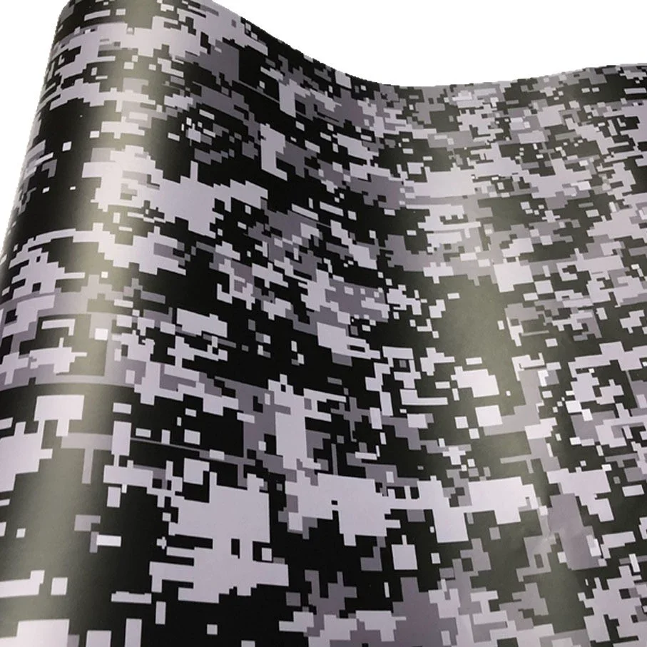 

Premium Digital Print Black Grey Grid Camo Vinyl Wrap Camouflage Film With Air Bubble Free For Car Wrapping Motocycle Decal