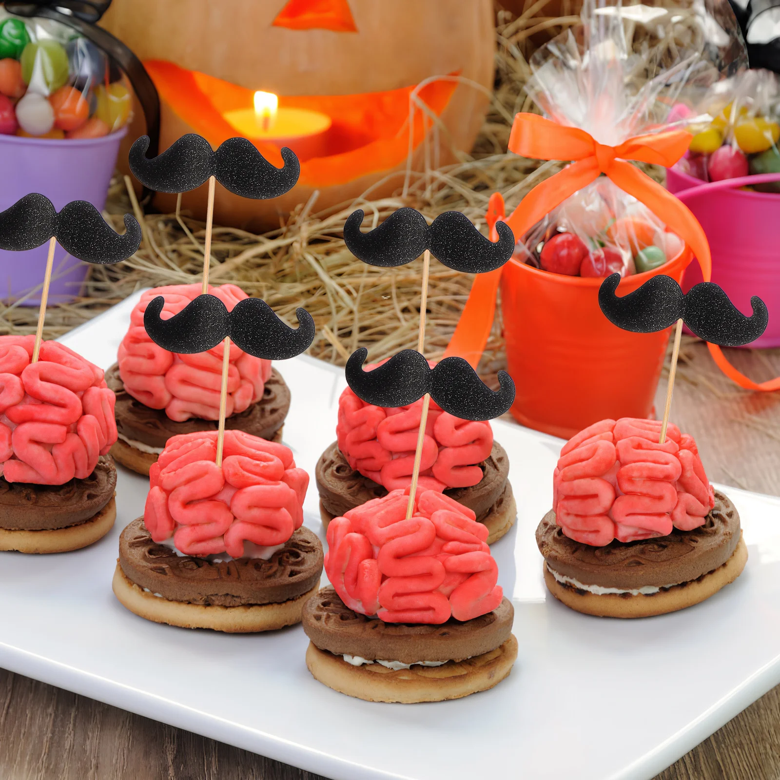 

40pcs Cake Topper Moustache Black Funny Baking Decor For Birthday Party Cupcake Ice Cream Decoration Picks Moustache