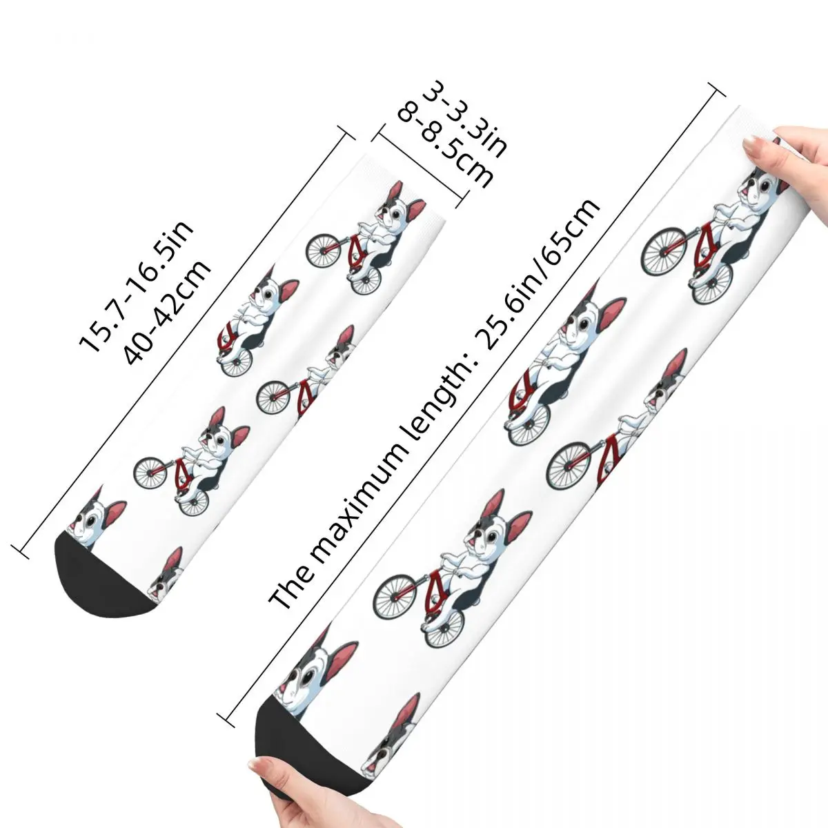 Happy Funny Men's Socks On A Bicycle Retro Harajuku French Bulldog Frenchie Dog Hip Hop Crew Crazy Sock Gift Pattern Printed