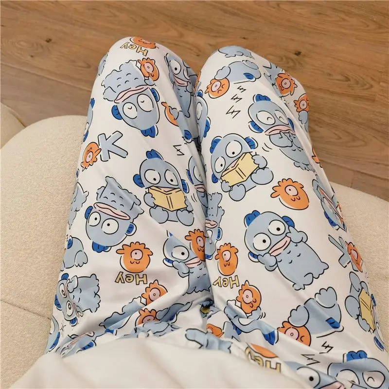 

Sanrio Hangyodon Pajamas Pants Y2K Kawaii Cartoon Spring Sleeping Pants Casual Sleepwear Trousers Women's Home Wear Trousers New
