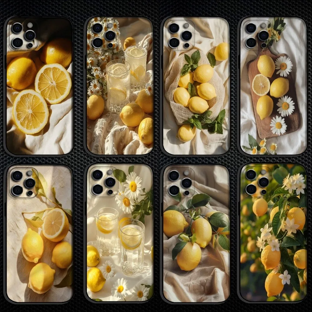 

lemon Phone Case For iPhone 16,15,14,13,12,11 Plus,Pro Max, Soft Silicone Black Cover