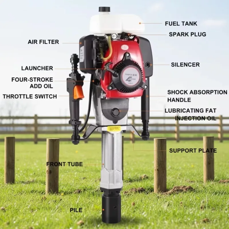 Portable Pile Driver/Customizable Handheld Post Driver for Fence Guardrail Construction