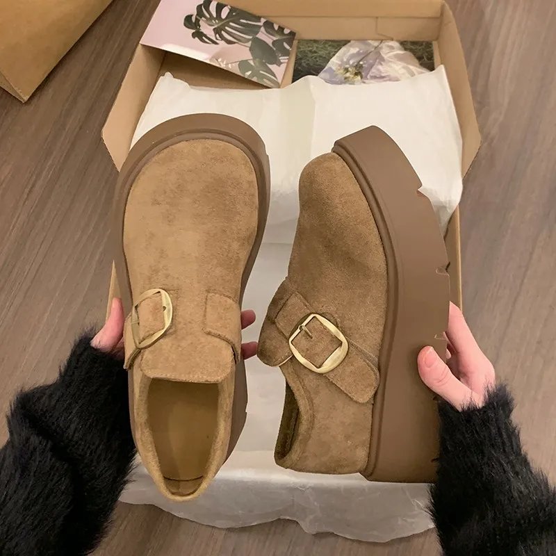 Thick-soled Height-increasing Fully Enclosed Women's Shoes 2026 New Spring Casual Retro Loafers view 4