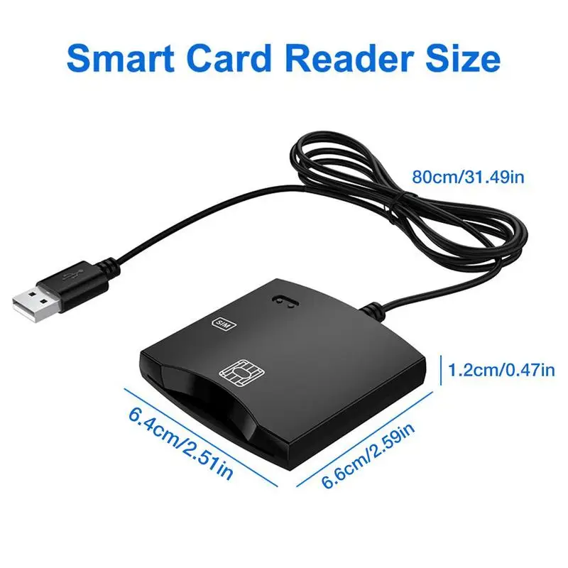 Lector de tarjetas Sim CAC, tarjeta bancaria de identificación, lector de tarjetas USB portátil inteligente, soporte para sistema de PC Windows Linux MacOSs