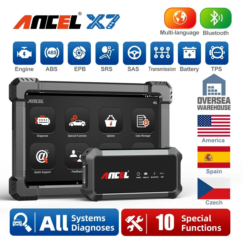 Ancel X7 OBD2 Auto Scanner Car Diagnostic Tool IMMO Full System Engine Check TPMS ABS EPB DPF Oil Reset Professional OBD Scanner