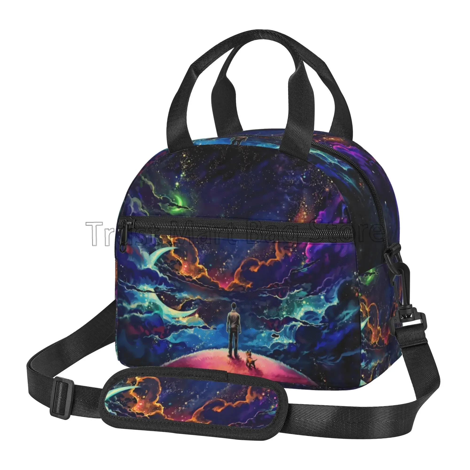 حقائب غداء فنية للخيال العلمي من Universe Fantasy Space للرجال والنساء والأولاد والبنات صندوق غداء معزول حراريًا قابل لإعادة الاستخدام مع حزام قابل للتعديل #1
